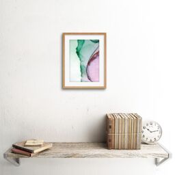"Artery8 Wall Art Print Abstract Paint with Green Pink Art Framed 9x7 inch in Beige - Size: W7"" x H9""" - thumbnail 2