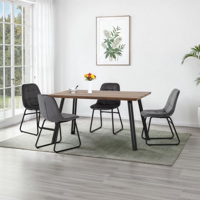 Seconique Quebec Straight Edge Dining Set with Lukas Chairs in Grey - image 1
