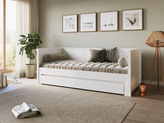Flair Erika Solid Wood Guest Bed in White - Size: EU Single - image 1