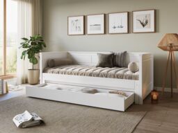 Flair Erika Solid Wood Guest Bed in White - Size: EU Single - thumbnail 2