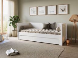 Flair Erika Solid Wood Guest Bed in White - Size: EU Single - thumbnail 1