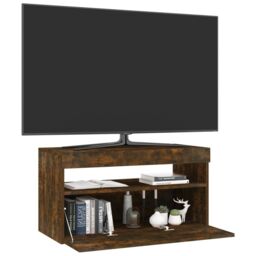 Berkfield Home TV Cabinet with LED Lights Smoked Oak 75x35x40 cm in Brown - Size: 75 x 35 x 40 cm - thumbnail 6