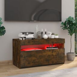 Berkfield Home TV Cabinet with LED Lights Smoked Oak 75x35x40 cm in Brown - Size: 75 x 35 x 40 cm - thumbnail 3