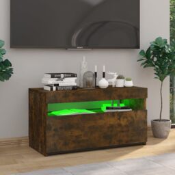 Berkfield Home TV Cabinet with LED Lights Smoked Oak 75x35x40 cm in Brown - Size: 75 x 35 x 40 cm - thumbnail 5