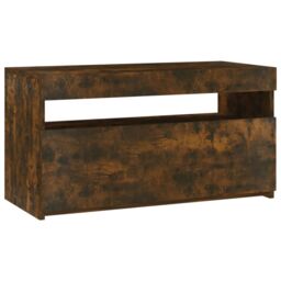 Berkfield Home TV Cabinet with LED Lights Smoked Oak 75x35x40 cm in Brown - Size: 75 x 35 x 40 cm - thumbnail 2