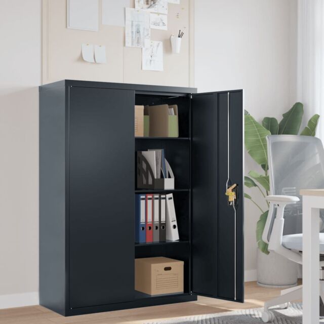 Berkfield Home File Cabinet Anthracite 90x40x140 cm Steel in Black - Size: 90 x 40 x 140 cm - image 1