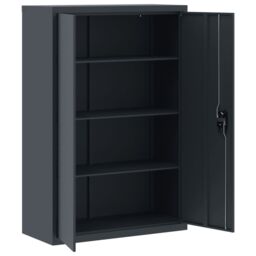 Berkfield Home File Cabinet Anthracite 90x40x140 cm Steel in Black - Size: 90 x 40 x 140 cm - thumbnail 4