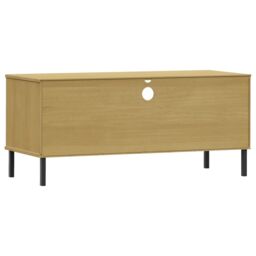 Berkfield Home TV Cabinet with Metal Legs Brown Solid Wood Pine OSLO - thumbnail 7