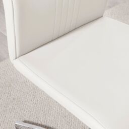 FurnitureboxUK Set of 2 Willow Contemporary Z Shaped Faux Leather Dining Chairs With Silver Chrome Metal Legs in White - thumbnail 3