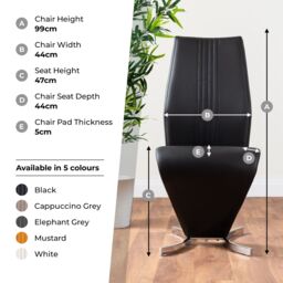 FurnitureboxUK Set of 2 Willow Contemporary Z Shaped Faux Leather Dining Chairs With Silver Chrome Metal Legs in White - thumbnail 6