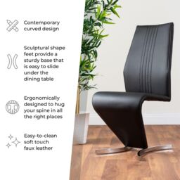 FurnitureboxUK Set of 2 Willow Contemporary Z Shaped Faux Leather Dining Chairs With Silver Chrome Metal Legs in White - thumbnail 9