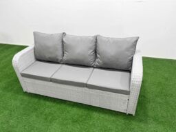 Fimous Rattan High Back Lounge Sofa Set with 3 Seater Sofa in Light Grey - thumbnail 4