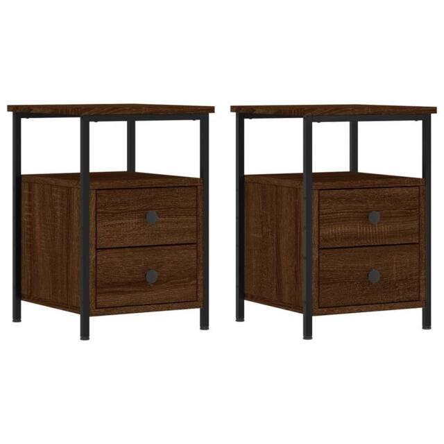 Berkfield Home Bedside Cabinets 2 pcs Brown Oak 34x35.5x50 cm Engineered Wood - image 1