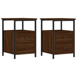 Berkfield Home Bedside Cabinets 2 pcs Brown Oak 34x35.5x50 cm Engineered Wood - thumbnail 1