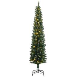 Berkfield Home Realistic Artificial Slim Christmas Tree 300 LEDs 240 cm in Green - thumbnail 3