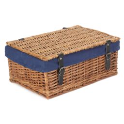 Red Hamper Wicker Large Cotton Lined Hamper in Blue - thumbnail 2
