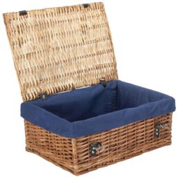 Red Hamper Wicker Large Cotton Lined Hamper in Blue