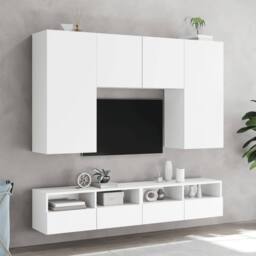 Berkfield Home TV Wall Cabinet White 100x30x30 cm Engineered Wood - Size: 100 x 30 x 30 cm - thumbnail 4