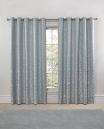 New Edge Blinds Harrow Lined Eyelet Jacquard Curtains in Duck Egg Blue - Size: 168 cm width x 137 cm drop - thumbnail 2