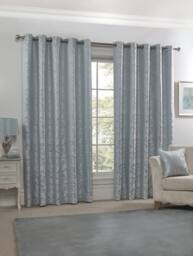 New Edge Blinds Harrow Lined Eyelet Jacquard Curtains in Duck Egg Blue - Size: 168 cm width x 137 cm drop - thumbnail 4
