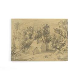 "Artery8 Study House Shed Wooded Valley Canvas Wall Art Print in Beige - Size: W18"" x H24""" - thumbnail 1