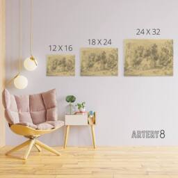 "Artery8 Study House Shed Wooded Valley Canvas Wall Art Print in Beige - Size: W18"" x H24""" - thumbnail 4