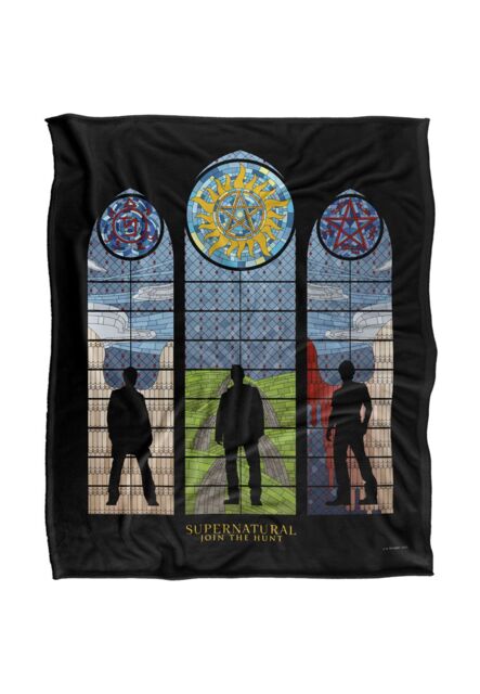 Warner Brothers Supernatural Stained Glass Silky Touch Super Soft Throw Blanket in White - image 1