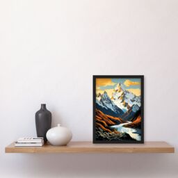 "Artery8 Aoraki Mount Cook Artwork National Park New Zealand Snow Peaked Mountain Cloud Piercer Art Print Framed Poster Wall Decor - Size: W12"" x H16""" - thumbnail 4