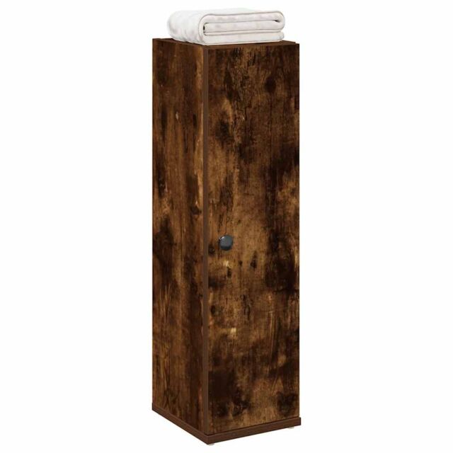 Berkfield Home Bathroom Cabinet with Roll Holder Smoked Oak 20.5x22x72 cm in Brown - image 1