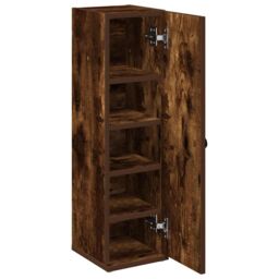 Berkfield Home Bathroom Cabinet with Roll Holder Smoked Oak 20.5x22x72 cm in Brown - thumbnail 5