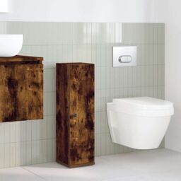 Berkfield Home Bathroom Cabinet with Roll Holder Smoked Oak 20.5x22x72 cm in Brown - thumbnail 3