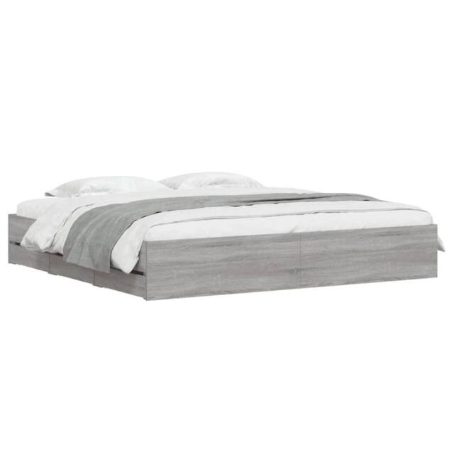Berkfield Home Modern Bed Frame with Drawers without Mattress Grey Sonoma 200x200 cm - image 1