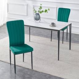 MCC Direct Set of 2 Velvet Dining Chairs Padded Upholstered Accent Chair Elle in Green - thumbnail 2