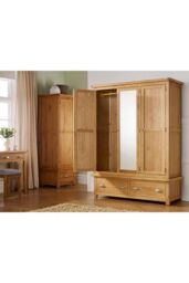 Birlea Woburn 3 Door 2 Drawer Wardrobe Oak in Light Oak - thumbnail 3