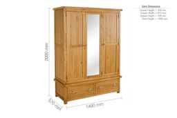 Birlea Woburn 3 Door 2 Drawer Wardrobe Oak in Light Oak - thumbnail 6