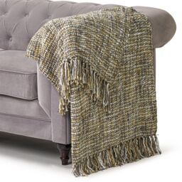 Luxury Living 100% Acrylic Throw - 160cm x 130cm - Grey/Multi in Grey - Size: 160 cm x 130 cm - thumbnail 2