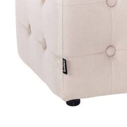 Wyld and Coco Velvet Cube Pouffe - Light Beige Button-Tufted - thumbnail 5