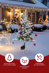 Living and Home 2Pcs Mini Solar-Powered Frosted Outdoor Christmas Trees with Lights - thumbnail 2