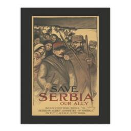 "Artery8 Save Serbia Our Ally WWI Propaganda Steinlen Wall Art Poster Print in Brown - Size: W24"" x H32""" - thumbnail 1