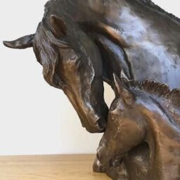Animal Crackers Horse Mare & Foal Heads Sculpture In Solid Cold Cast Bronze, Designed By David Geenty in Bronze - thumbnail 4