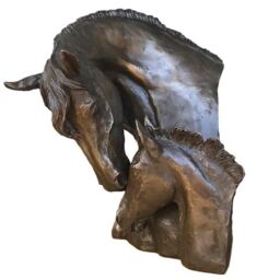 Animal Crackers Horse Mare & Foal Heads Sculpture In Solid Cold Cast Bronze, Designed By David Geenty in Bronze - thumbnail 5