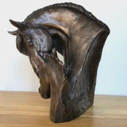 Animal Crackers Horse Mare & Foal Heads Sculpture In Solid Cold Cast Bronze, Designed By David Geenty in Bronze - thumbnail 3