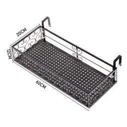 H&O Direct Fashion Hanging Railing Planter Open Structure Flower Pot Holder in Black - thumbnail 2