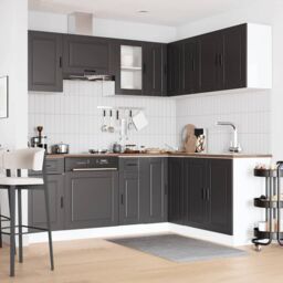 Berkfield Home 11 Piece Kitchen Cabinet Set Porto Black Engineered Wood - thumbnail 3
