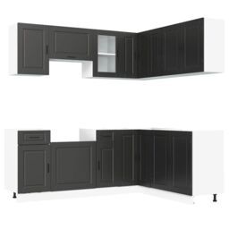Berkfield Home 11 Piece Kitchen Cabinet Set Porto Black Engineered Wood - thumbnail 2