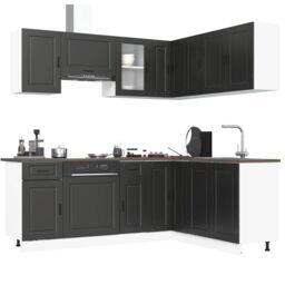Berkfield Home 11 Piece Kitchen Cabinet Set Porto Black Engineered Wood - thumbnail 1