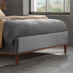 Birlea King Size Bed Frame Grey Nicola Velvet Fabric 5FT 150cm in Dark Grey - thumbnail 3