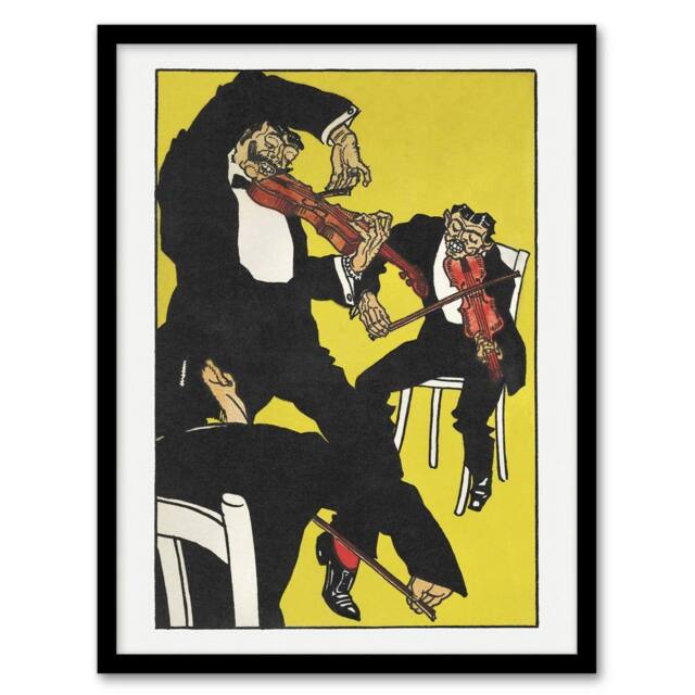 Artery8 Musicians Between 3 & 4 in the Morning Jung Framed Wall Art Print in Yellow - Size: A4 - image 1