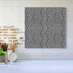 "Warren Reed - Designer Oblique Black Grunge Pattern Canvas - Size: W30"" x H30""" - thumbnail 2