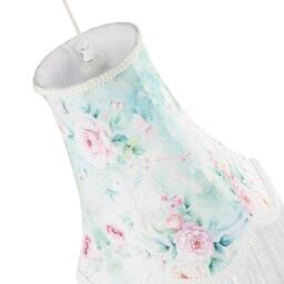 Happy Homewares Victorian Styled Vintage Tall Teal & Green Lampshade with Pink Roses - Size: 12 inches - thumbnail 3
